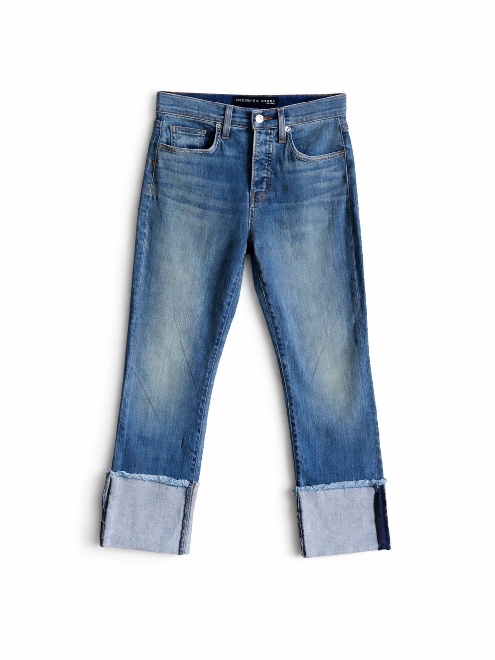 Veronica Beard Raleigh Jeans 25/0 High Rise Slim Straight Cuffed Waterfall Wash - Picture 2 of 14